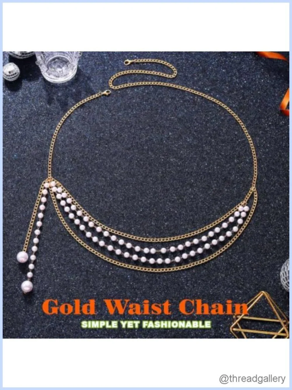 Pearl Waist Chain Belt Alloy Plastic Flexible Body Chain